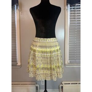 American Eagle Neon Tribal Pleated Mini Skirt Y2K Festival Boho Size 6